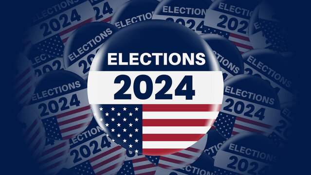 2024 presidential election badge or pin. US, USA, american election, voting sign.