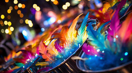 Steelpan sequins of the carnival, a steelpan catches the light and swirling into kaleidoscopic bokeh - obrazy, fototapety, plakaty