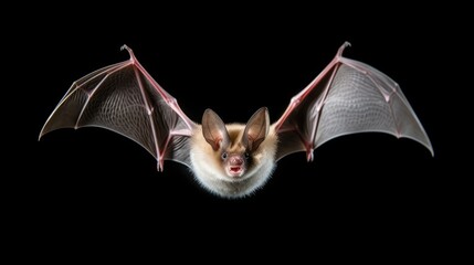 Flying bat on a dark background. AI generated.