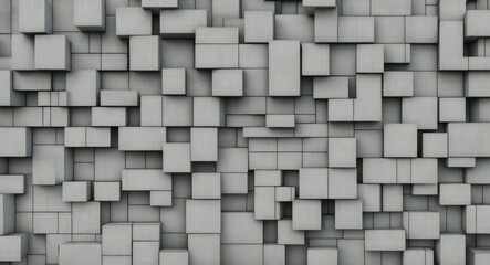 Wall of concrete cubes as wallpaper or background. 3D rendering, generative, AI.