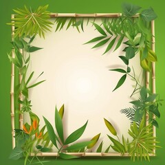 Amazing bamboo border frame design green leaves picture