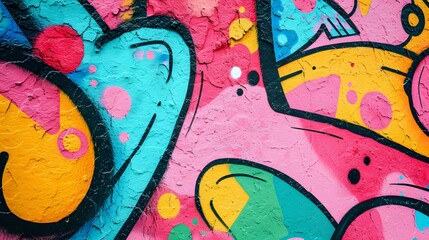 wall scratched with colorful graffiti and drawings. colorful graffiti brick wall urban visual