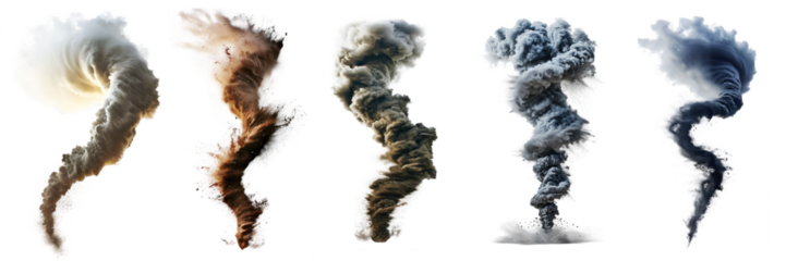 Set of tornado isolated on transparent background.