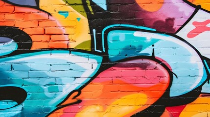 wall scratched with colorful graffiti and drawings. colorful graffiti brick wall urban visual