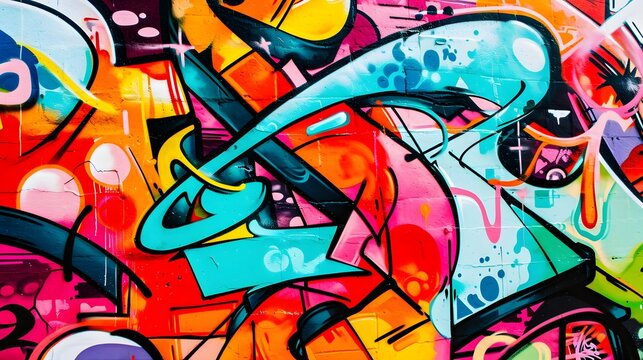 wall scratched with colorful graffiti and drawings. colorful graffiti brick wall urban visual