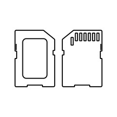 SD card memory card for computers or cameras in line drawing vector