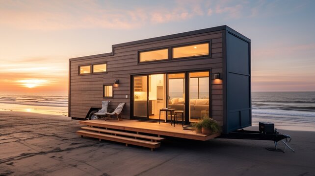 Amazing shipping wheels storage sea container cabin tiny house picture