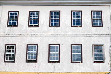 Urban landscape of colonial houses, streets and windows of the historic center.