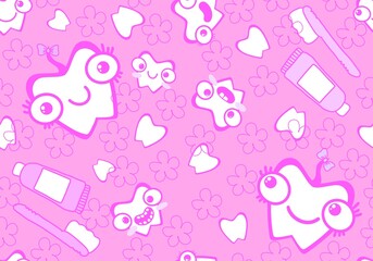 Cartoon medicine design seamless teeth and toothpaste pattern for fabrics and wrapping paper and kids print