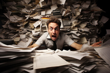 Stress at work. heavy workloads, tight deadlines, and demanding expectations, headache, sad and angry woman and man, emotion negative mental issue business office depression.