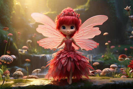 Cute happy funny pretty beautiful fairy character animated, cartoon style, animated expressions, quirky expressions, playful expressions, magic fantasy fly legendary.
