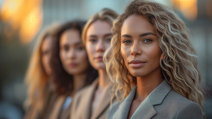 Obraz premium Empowered Women Leaders in the City at Dusk