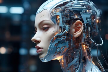 Futuristic artificial intelligence Female created with Generative AI Technology, ai, generative