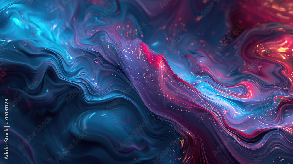 Poster a fluid background with a mix of bright colors, simulating the appearance of the aurora moving acros