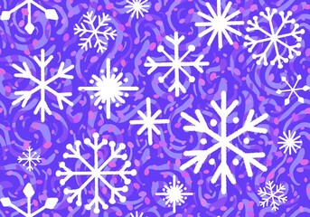 Fototapeta na wymiar Christmas ice scribble seamless snowflakes pattern for wrapping paper and fabrics and linens and kids clothes print