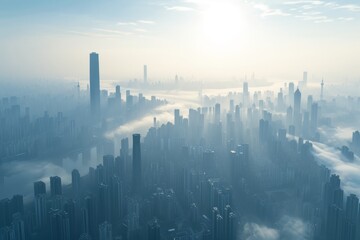 Fototapeta na wymiar Smog covered skyline