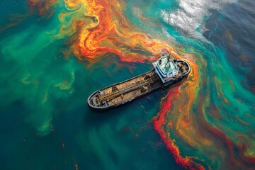 Shipwreck and Oil Spill in the Ocean: Environmental Disaster