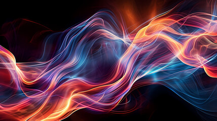 Abstract Energy Art with Flowing Digital Wave Patterns - obrazy, fototapety, plakaty