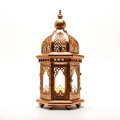 Antique islamic lantern isolated on white. Generative AI 