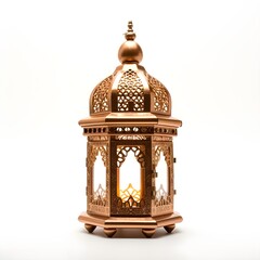 Antique islamic lantern isolated on white. Generative AI 