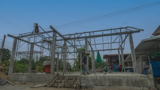 Minimal small house construction site progress start to finish complete long term time lapse