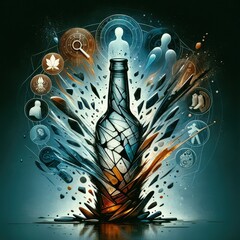 Fototapeta premium Fragmented Lives: The Reality of Alcohol Abuse