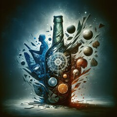 Fototapeta premium Fragmented Lives: The Reality of Alcohol Abuse