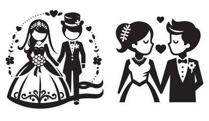 set of wedding pair shape vector graphics 