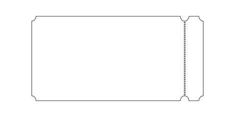 Outline raffle or coupon icon. Blank tickets mockup for boarding on airplane, concert, cinema, museum, festival, theater, circus, exhibition isolated on white background. Vector graphic illustration