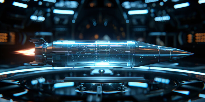 Future war concept. Missile hologram.