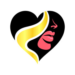 lady face with heart vector illustration
