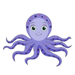 Happy cartoon purple octopus illustration. 