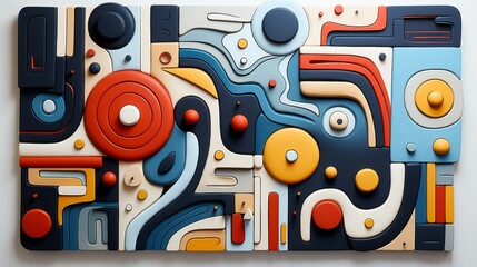 Colorful Abstract Geometric Wall Art with 3D Layers