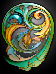 Ornament with Swirling Art Nouveau Styles
