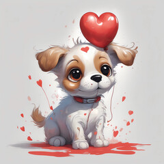 heart balloons for mother’s day, valentine’s day and mother’s day celebration, love illustration, cute and adorable puppy, dog of valentine’s day, illustration of valentine’s day dogs