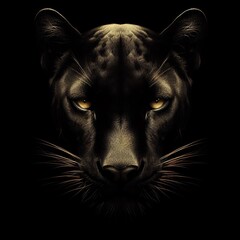 Beautiful black panther portrait on black background  - obrazy, fototapety, plakaty