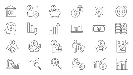 Business and finance line icons set. Finance line icon collection. Vector illustration.