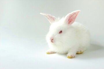 Obraz premium white rabbit on a white background