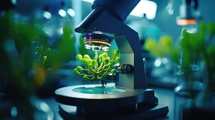 Foto auf Acrylglas Closeup of a digital microscope examining a plant cell for biology class © Justlight