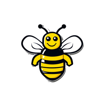 happy cartoon bee on a transparent background