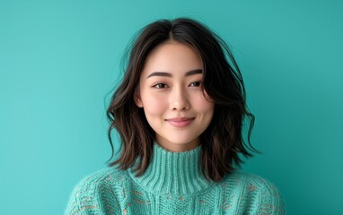 Fototapeta premium Young Asian Woman portrait of stylish, elegant beauty, and fashionable charm of a young Asian woman