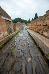 Fototapeta na wymiar Ancient Street with Ruts - Pompeii - Italy