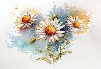 Daisy flower watercolor art