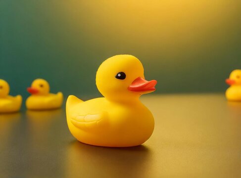 Rubber duck isolated on yellow background