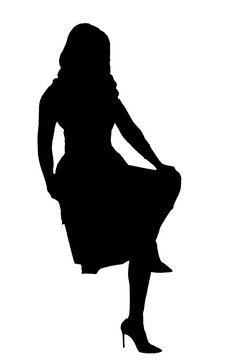 recommend clip art: female body expression in silhouette dance movements fashion style vector image for mocup cutout