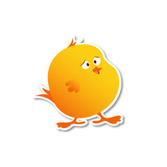 Vector drawing of a cute little chicken. Cute little chicken sticker.