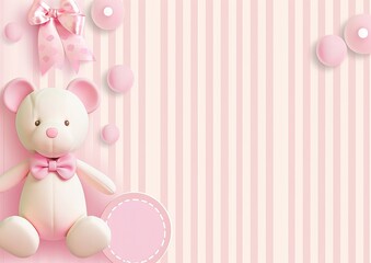 Baby Girl Announcement Shower Birthday Card Background Wallpaper Image 5 x 7 Pink