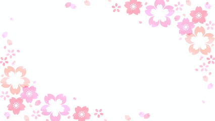 桜の花のフレーム背景、16:9サイズ