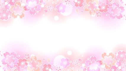 桜の花のフレーム背景、16:9サイズ