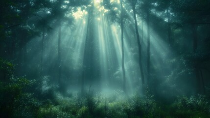 rays of light in the forest nature wallpaper